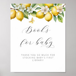 Ljust sommarcitron Baby Shower Böcker för bebisar Poster