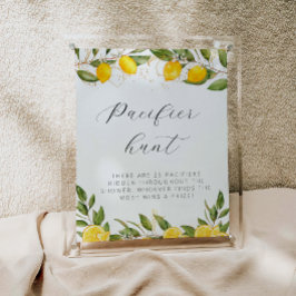 Ljust sommarcitron Baby Shower Sugsnappjakt Poster