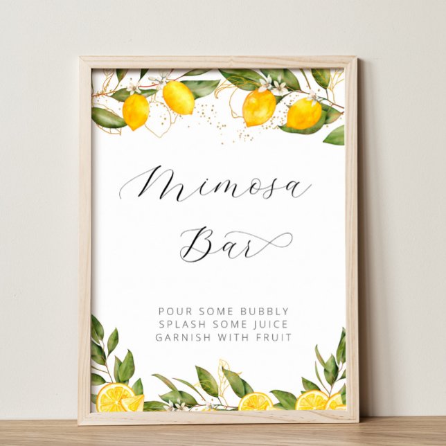 Ljust sommarcitron Bröllopsdusch Mimosa Bar Poster (Skapare uppladdad)
