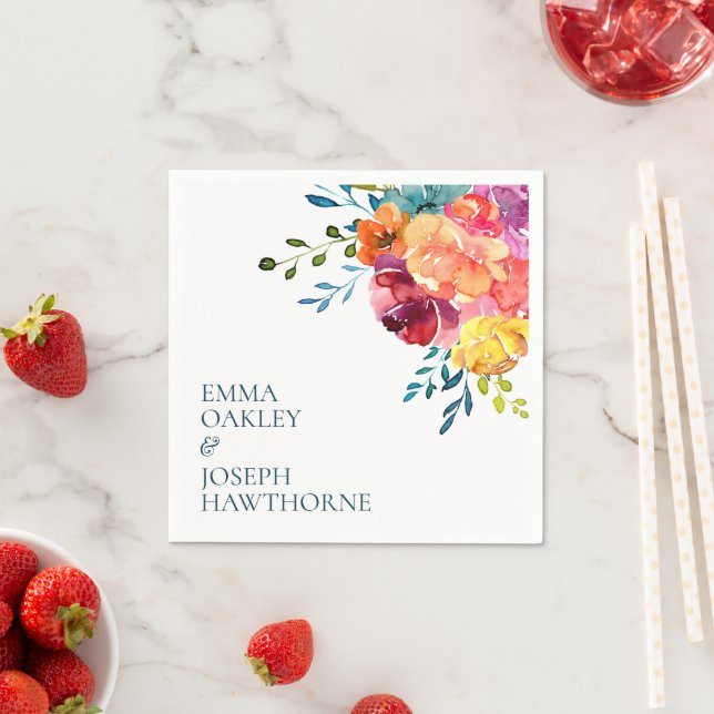 Ljust sommarfärgat bröllopsservett av papper pappersservett (Insitu)