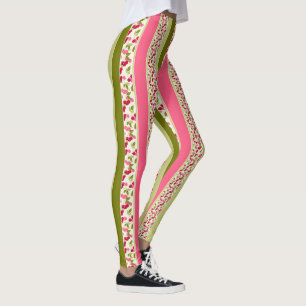 Ljust sommarpattern av ränder i flerfärgad  leggings