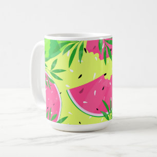 Ljust sommarvattenmelon grenar tropisk kaffemugg