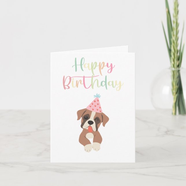 Ljust & Sött, Boxerhund födelsedag Kort (Framsida)