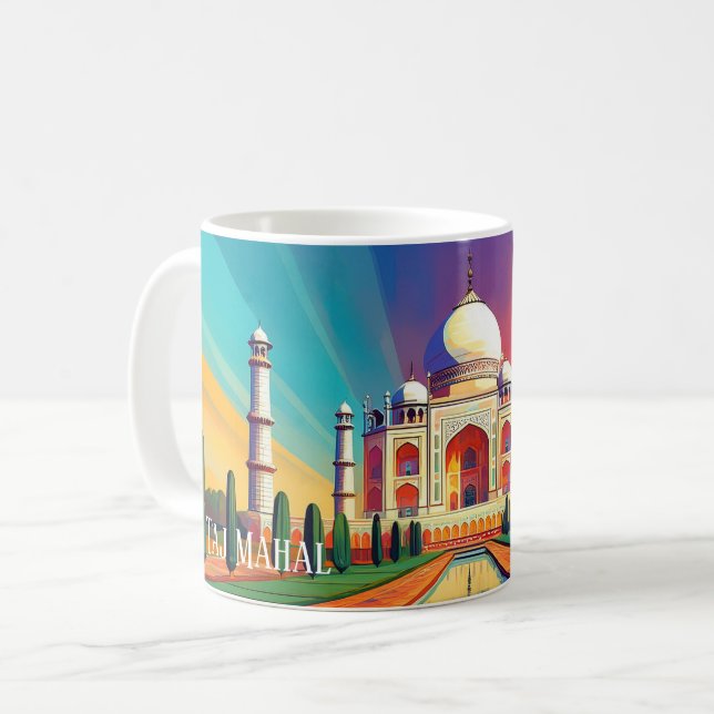 Ljust Taj Mahal Soluppgång Konst Mugg (Framsida vänster)