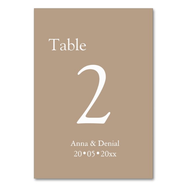 Ljust taupe bord Nummer kort (Framsidan)