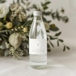 Ljust Taupe Chic Botanisk Bröllop Vattenflaskor Etikett