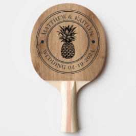 Ljust teakträ Ananas Bröllopskam & Namn Pingisracket