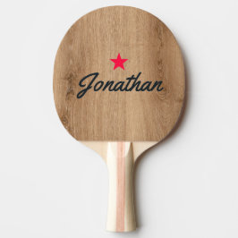 Ljust teakträ Vintage stjärna signatur Pingisracket