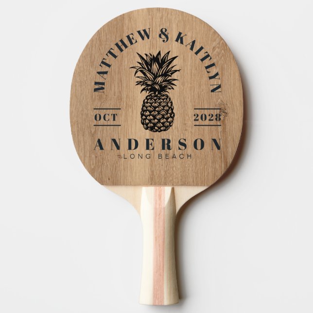 Ljust teakträd Tropisk Ananas Bröllopskrona Pingisracket (Baksidan)