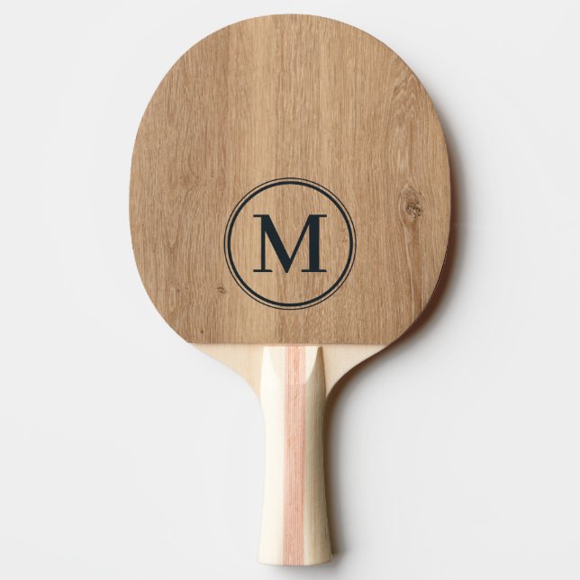 Ljust teakträmonogram pingisracket (Baksidan)