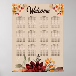 Ljust Terrakotta Höstblommig Bröllopsställningskar Poster