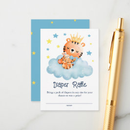 Ljust Tiger Baby Shower Diaper Raffle Tilläggskort
