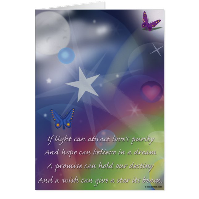 Ljust tilldrar kärlek renhet hälsningskort (Framsidan)