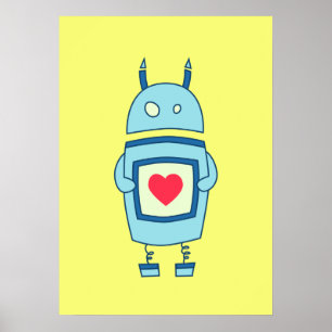 Ljust tugglumsisk robot med hjärta poster