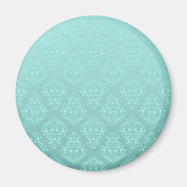 Ljust turkos damastmönster magnet (Framsidan)