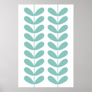 Ljust turkos Flower Buds Mid Century Modern Poster