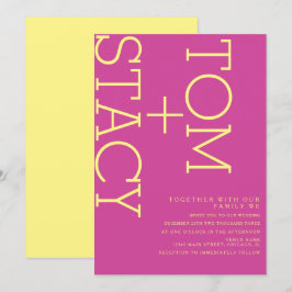 Ljust typografi Xtra Bold Rosa Gul Bröllop  Inbjudningar