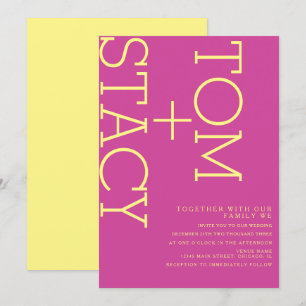 Ljust typografi Xtra Bold Rosa Gul Bröllop  Inbjudningar