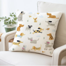 Ljust ut illustration av Hund, ljus, lekfull Hund  Kudde