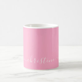Ljust Varm Rosa Vit Minimalistisk Namn 015 Kaffemugg