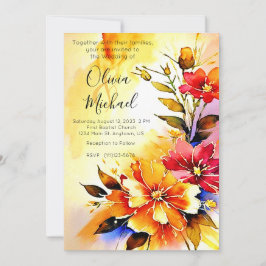 Ljust vattenfärg blommig bröllopsinbjudan inbjudningar
