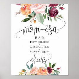 Ljust vinröd orange blomsterlig mor-osa barskylt poster