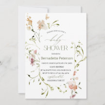 Ljust Watercolor WildblommBaby Shower
