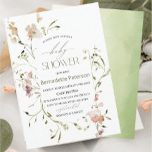 Ljust Watercolor WildblommBaby Shower
