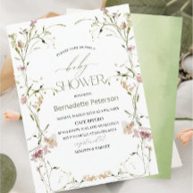 Ljust Watercolor WildblommBaby Shower