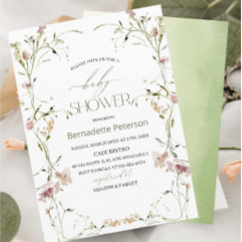 Ljust Watercolor WildblommBaby Shower Inbjudningar