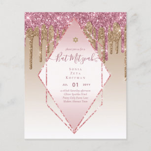 Ljustig BAR MITSVAH Bjuder Glitter Gnistrar Modern Flygblad