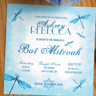 Ljusturkos Dragonflies Bat mitzvah Inbjudningar