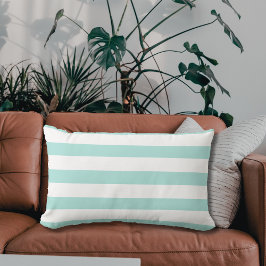 Ljusturkos och vitt vitt Vågrät, stripe Lumbarkudde