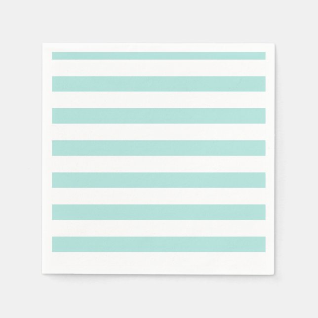 Ljusturkos och vitt vitt Vågrät, stripe Pappersservett (Framsidan)