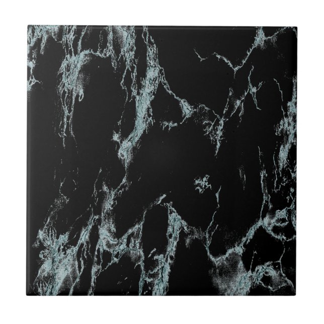 Ljusturkos Vein Black Marble look Kakelplatta (Framsidan)