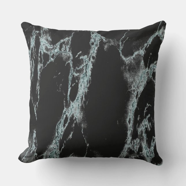 Ljusturkos Vein Black Marble look Kudde (Framsida)