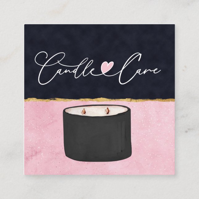 Ljusvårdsanvisning/ Skölj dina ljus Fyrkantigt Visitkort (Baksida)