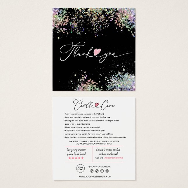 Ljusvårdsanvisningar och kundtack för ditt kort (Framsida & baksida)