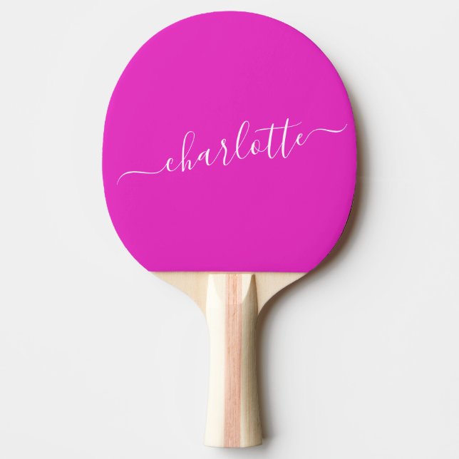 Ljusvarm Rosa Skript Namn Anpassat  Pingisracket (Framsidan)