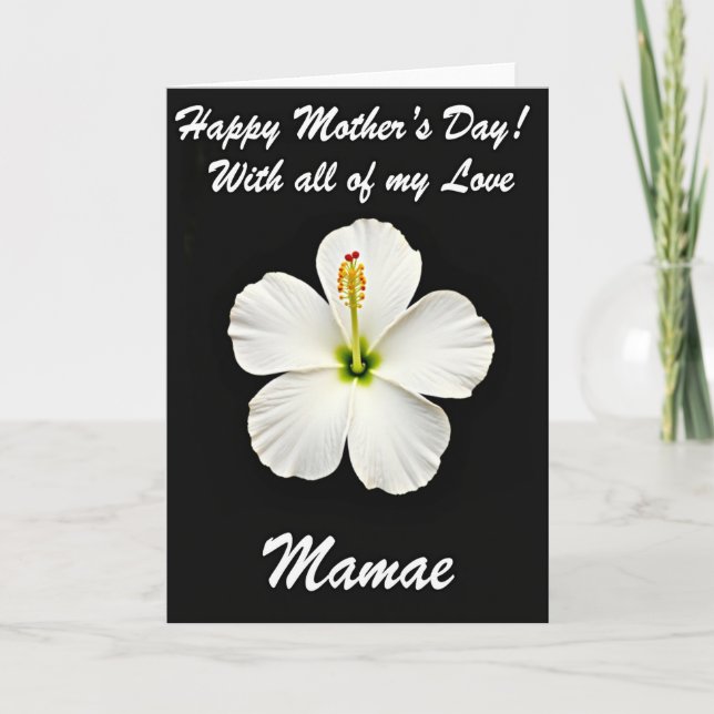 Ljusvit blommande mammors kort (Framsida)
