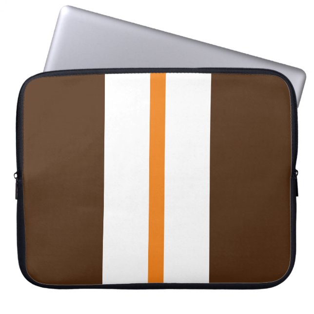 Ljusvit Orange Rand på kakaobrunt brun Laptop Fodral (Framsidan)