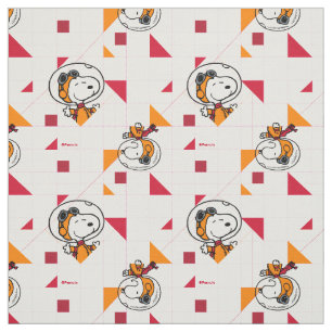 Ljusvit Snoopy Astronaut Geometrisk Tyg