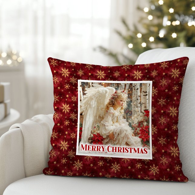 Ljuvlig Änglalik Blommig Julpresent Kudd Kudde (Lovely Angelic Floral Christmas Gift Pillow)