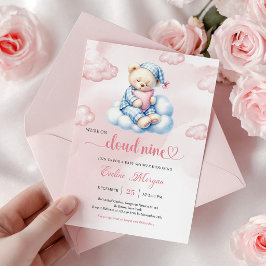 Ljuvlig Teddybjörn Baby Shower Inbjudan Cloud 9 Te