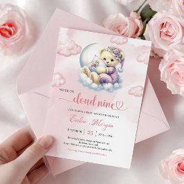 Ljuvlig Teddybjörn Bebisbad Invitation Molnet Nio Inbjudningar