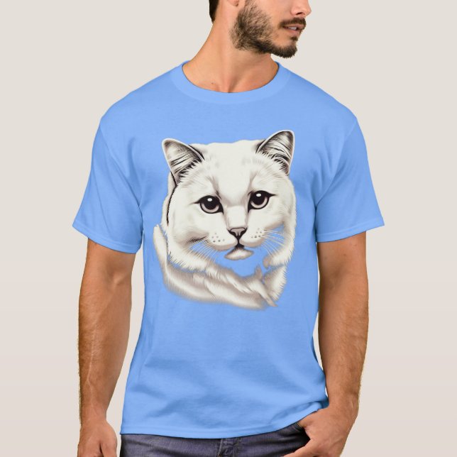 LJUVLIG VIT KATT T SHIRT (Framsida)