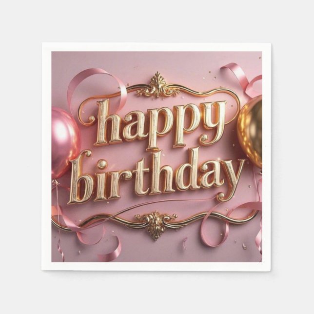 Ljuxurig elegant extravagant på honinfödelsedag pappersservett (Framsidan)