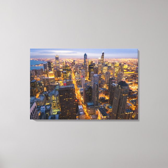 l'l Chicago skyline vid dusk Canvastryck (Framsida)