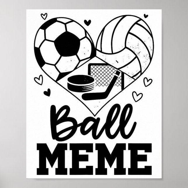 Ll Meme Fotboll Volleyboll Hockey Meme Spelare  Poster (Framsidan)