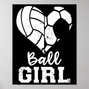 Ll Tjej Hjarta Roligt Fotboll Volleyboll Tjej Poster